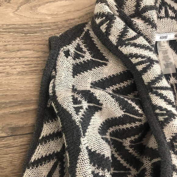 SIONI oversized grey chevron shrug poncho vest sweater size large - Picture 5 of 9